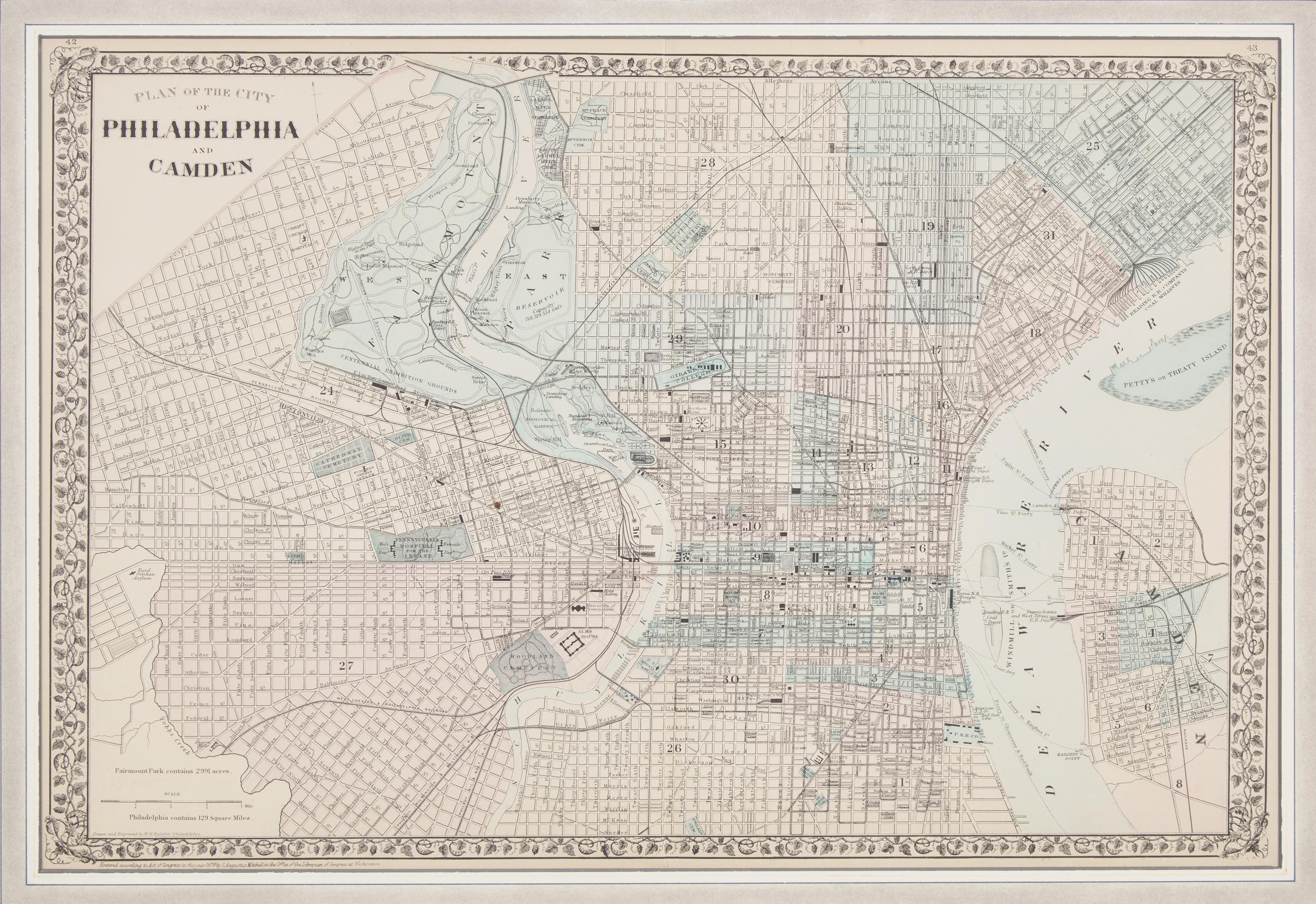 [Philadelphia] Group of 5 19th-20th century maps of Philadelphia