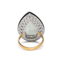 PRASIOLITE, BLACK ONYX, AND DIAMOND RING