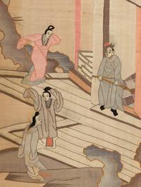 A Pair of Chinese Cream Ground Kesi Woven Silk Panels