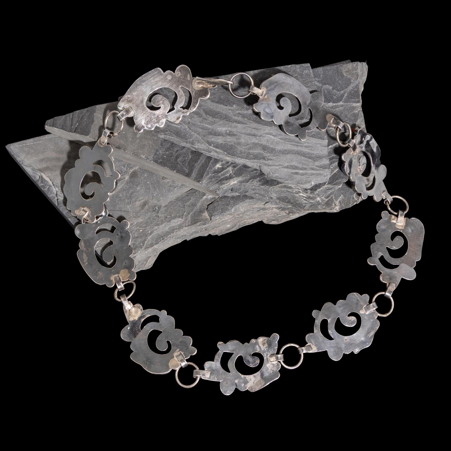 Dan Simplicio, Attributed (Zuni, 1917-1969) — Silver, Turquoise, and Coral Link Concha Belt