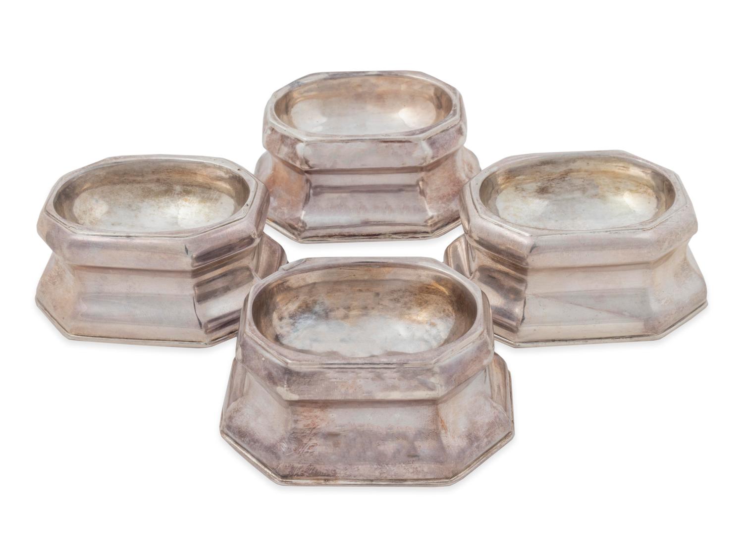 Four English Silver Trencher Salts — 18th Century