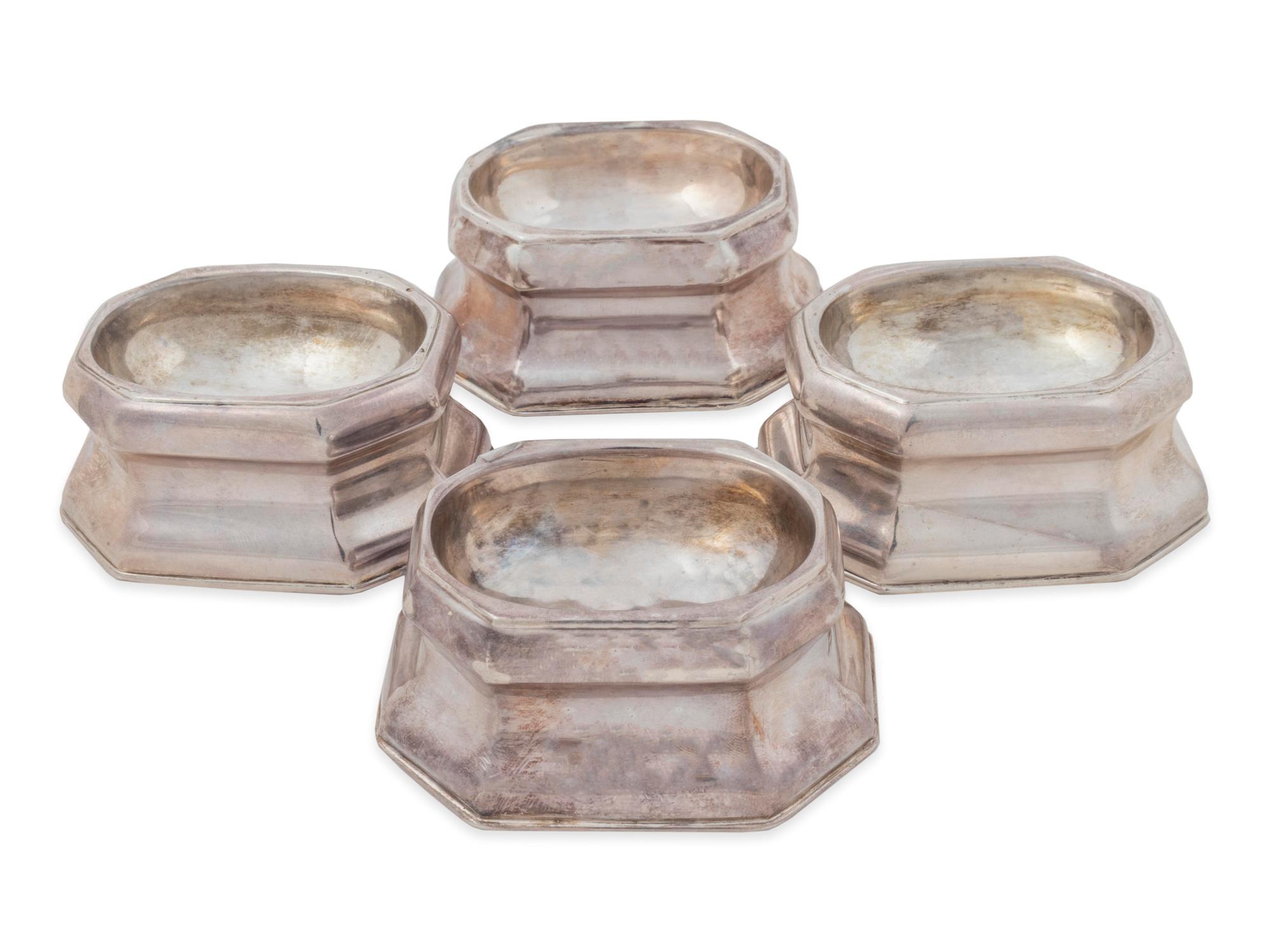 Four English Silver Trencher Salts — 18th Century