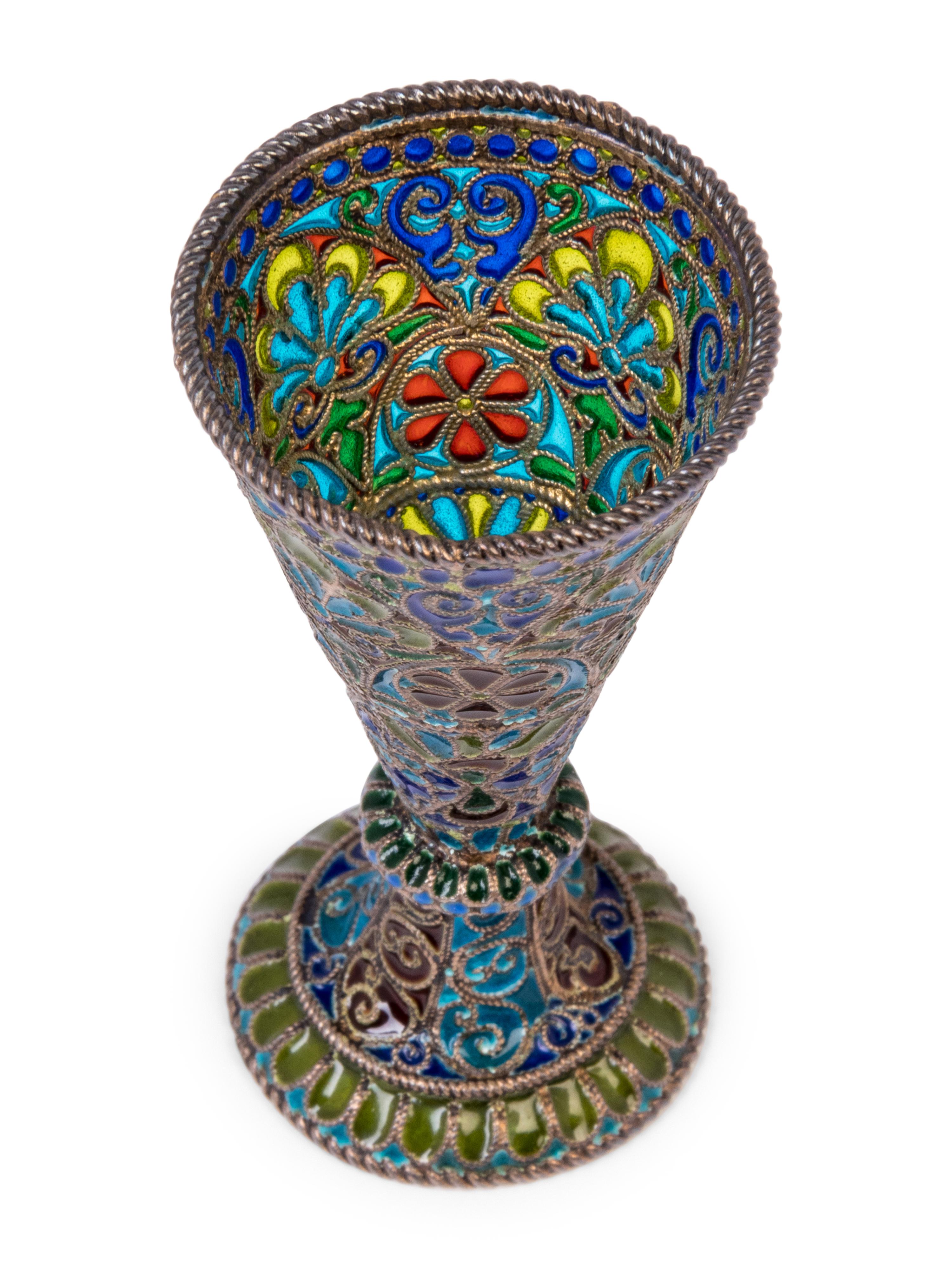 A Russian Plique-à-Jour Enameled Cordial Stem