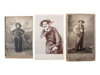 [WESTERN AMERICANA]. 6 cabinet photographs of cowboys and subjects in western attire, some armed
