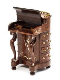 A Victorian Style Brass Mounted Mahogany Davenport Desk Height 3 1/8 x width 2 x depth 1 7/8 inches. — John Davenport, 1982