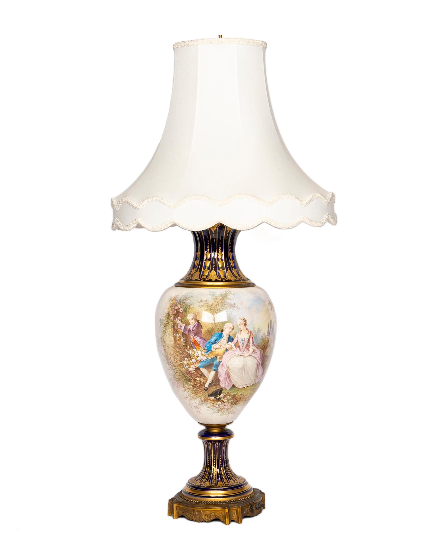 A Sèvres Style Porcelain Vase Mounted as a Lamp