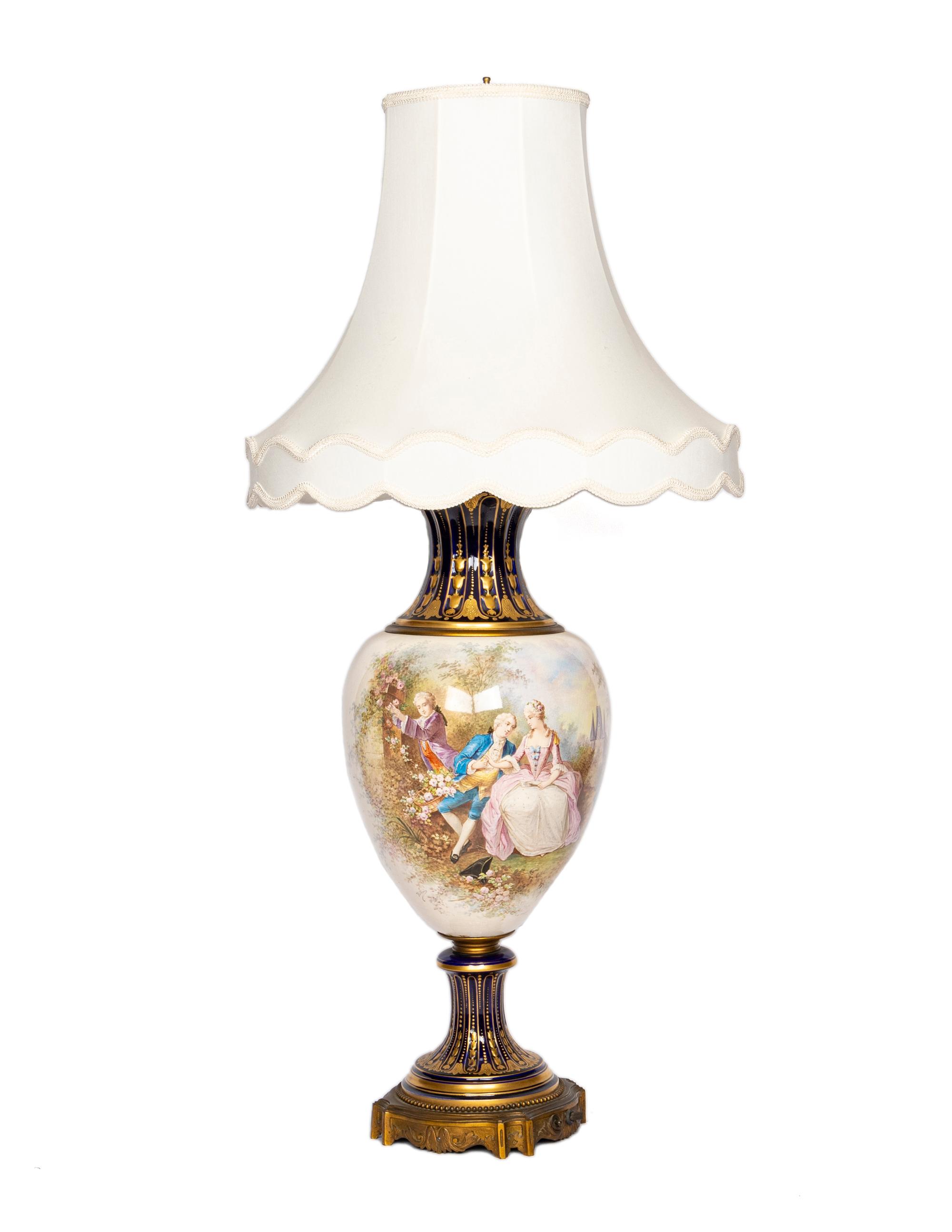 A Sèvres Style Porcelain Vase Mounted as a Lamp
