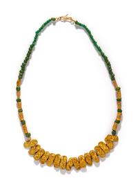 A Roman Gold Garland Necklace — with modern green beads
