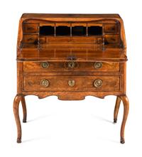 An Italian Walnut and Marquetry Slant-Front Bureau