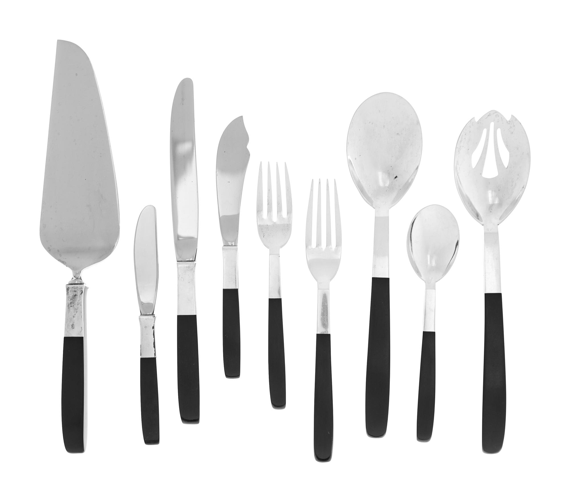 An American Silver and Nylon Flatware Service