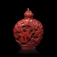 A Chinese Carved Cinnabar Lacquer Snuff Bottle