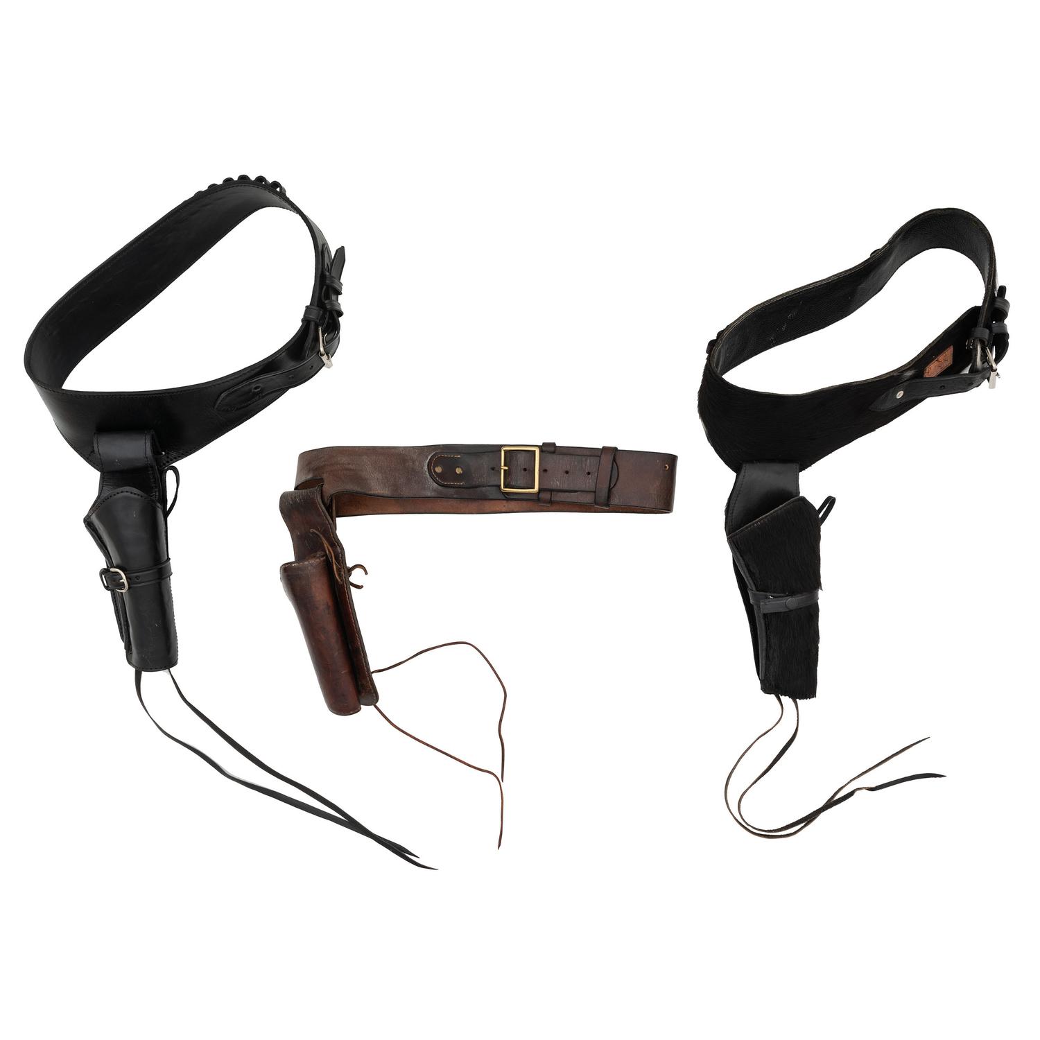 Lot of 8 Quick-Draw Arvo Ojala Pattern Holsters and One Pair Chaps