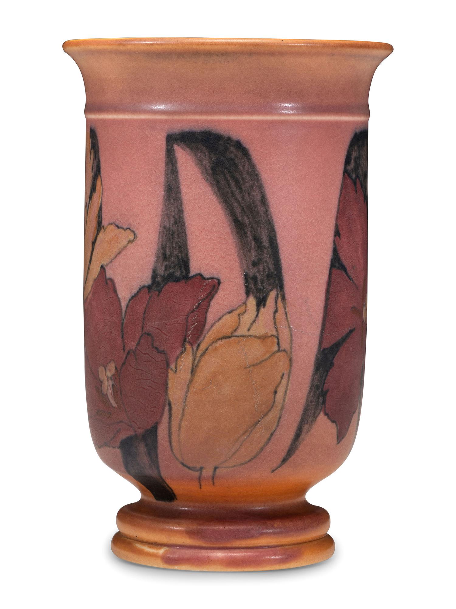 A Kataro Shirayamadani for Rookwood Pottery Floral Vellum Vase