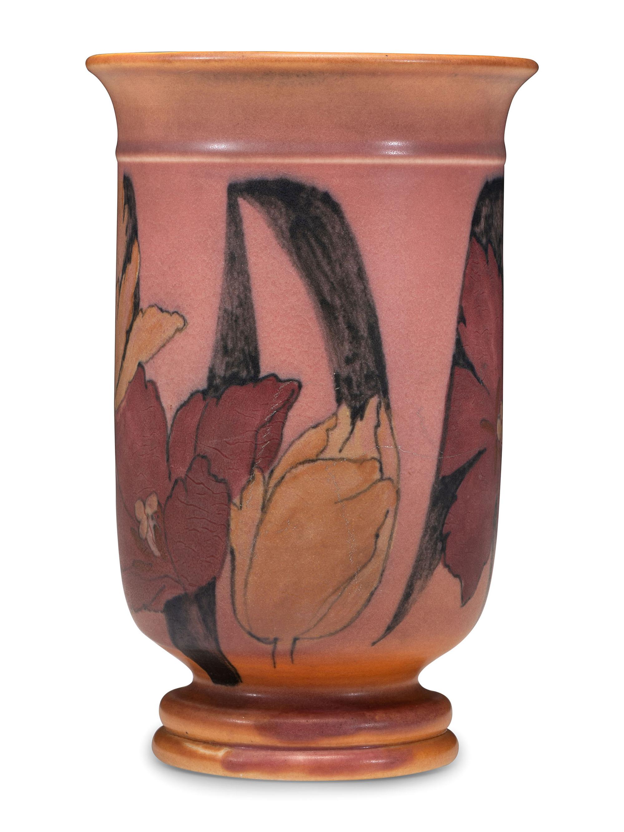 A Kataro Shirayamadani for Rookwood Pottery Floral Vellum Vase