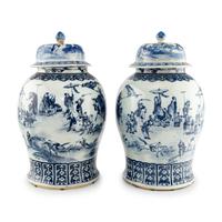 A Pair of Chinese Export Blue and White Porcelain Ginger Jars