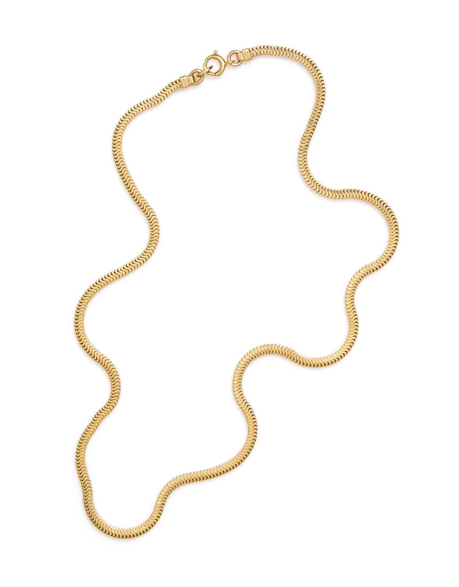 A 14 Karat Yellow Gold Square Snake Chain. 9.60 dwts.
