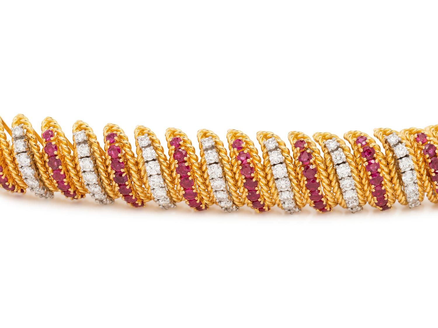YELLOW GOLD, DIAMOND AND RUBY BRACELET