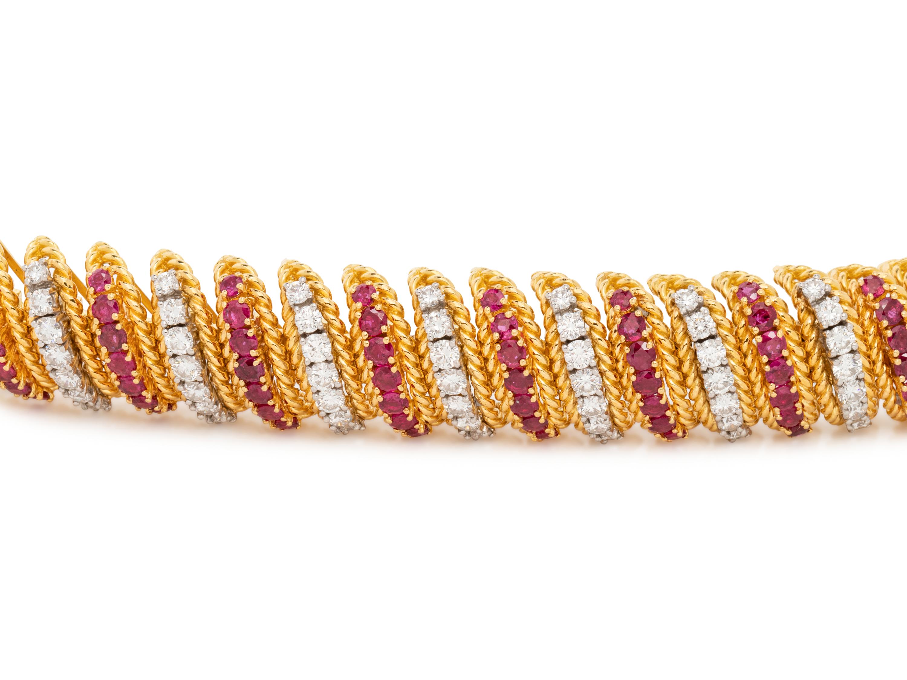 YELLOW GOLD, DIAMOND AND RUBY BRACELET