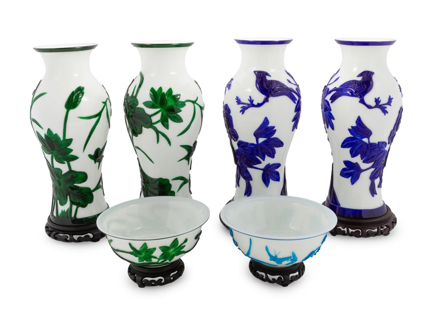 A Group of Six Chinese Peking Glass Wares