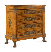 An Empire Style Gilt Metal Mounted Burlwood Chest of Drawers