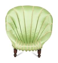 An Edwardian Diminutive Silk-Upholstered Scallop Form Chair