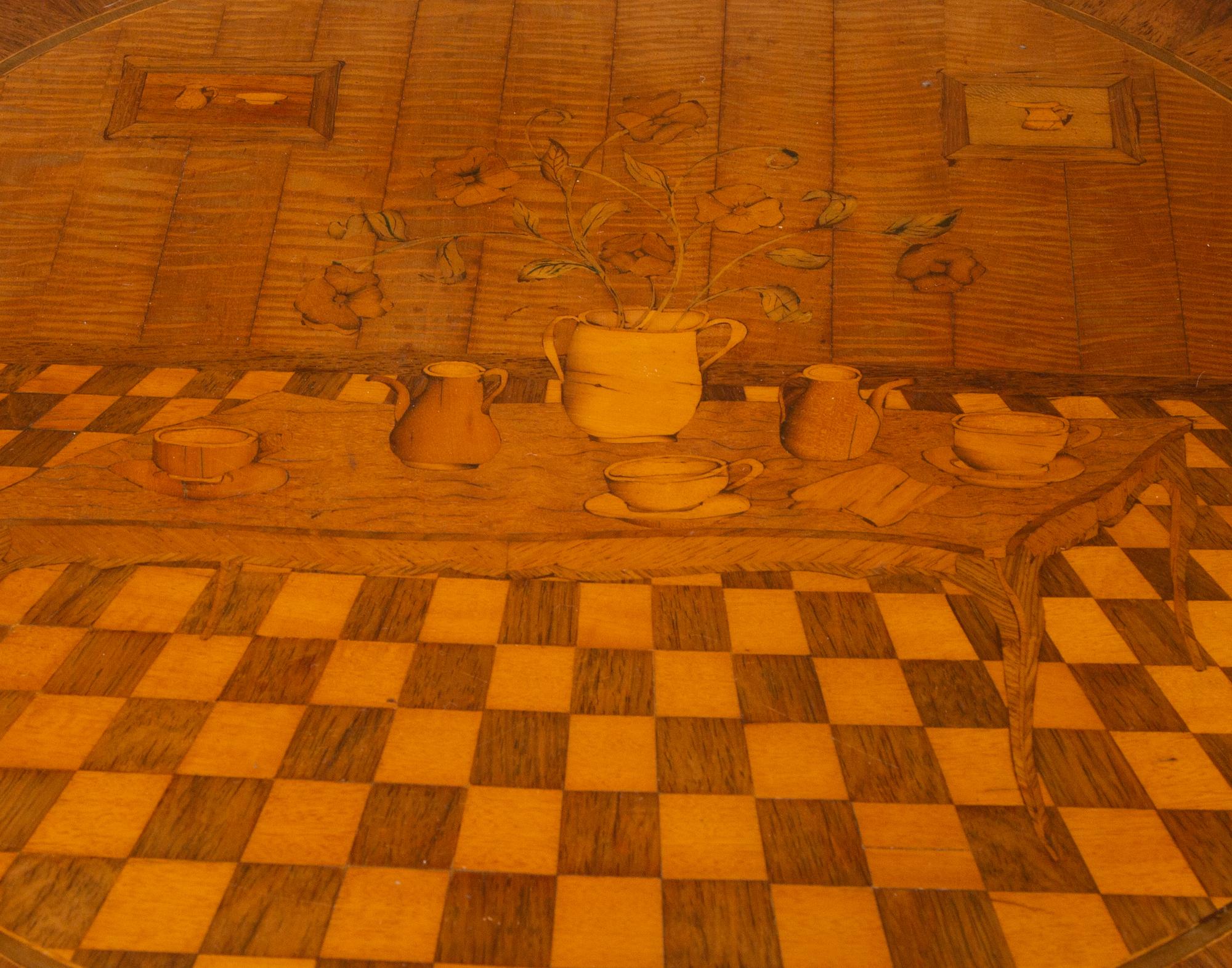 A Louis XV/XVI Transitional Style Marquetry Occasional Table