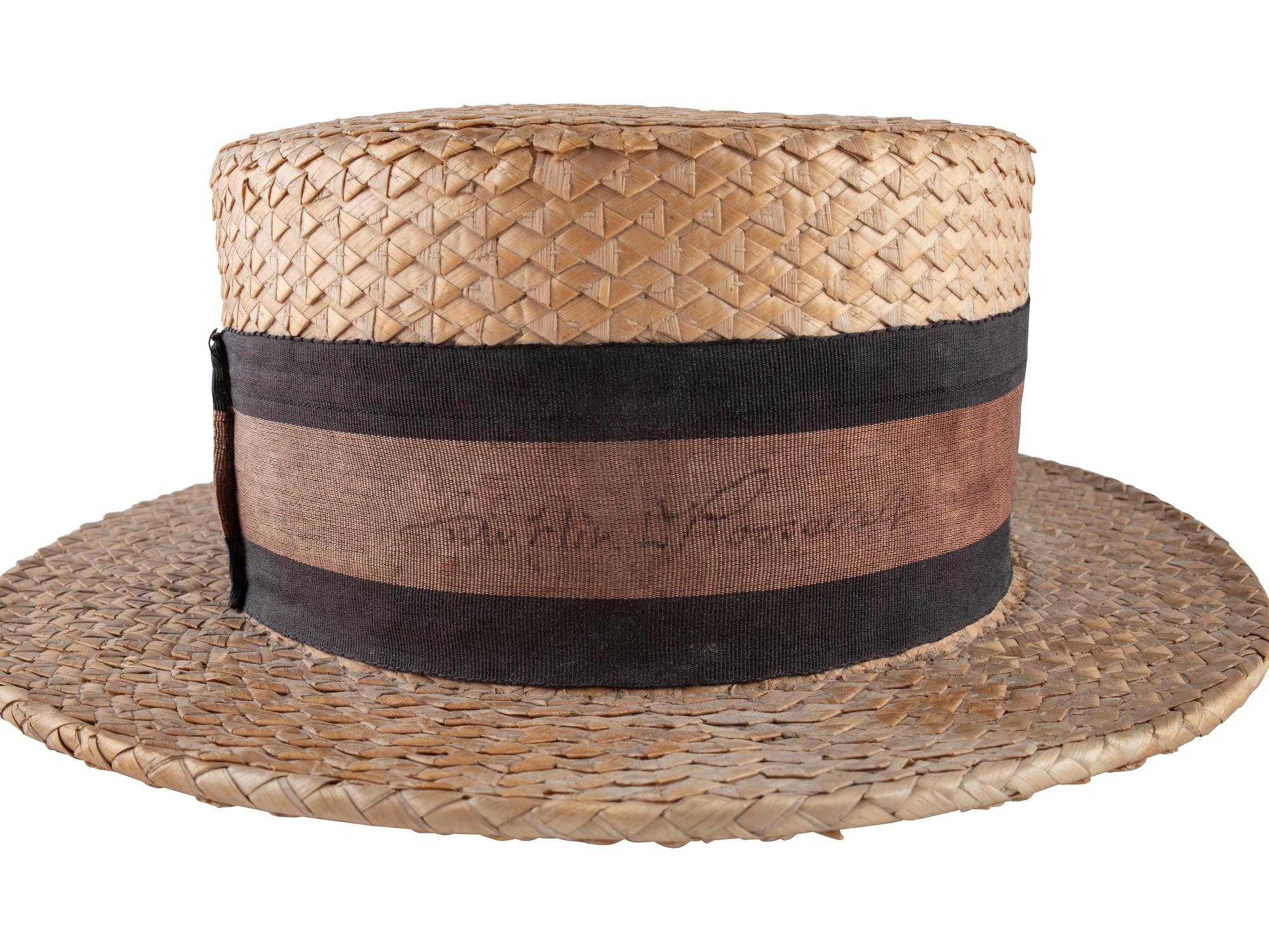 ROOSEVELT, Franklin Delano (1882-1945). Straw boater hat signed ("Franklin D. Roosevelt").
