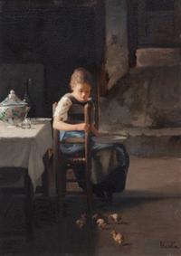 Jean Paul Haag, (French, 1854-1906), Seated Girl
