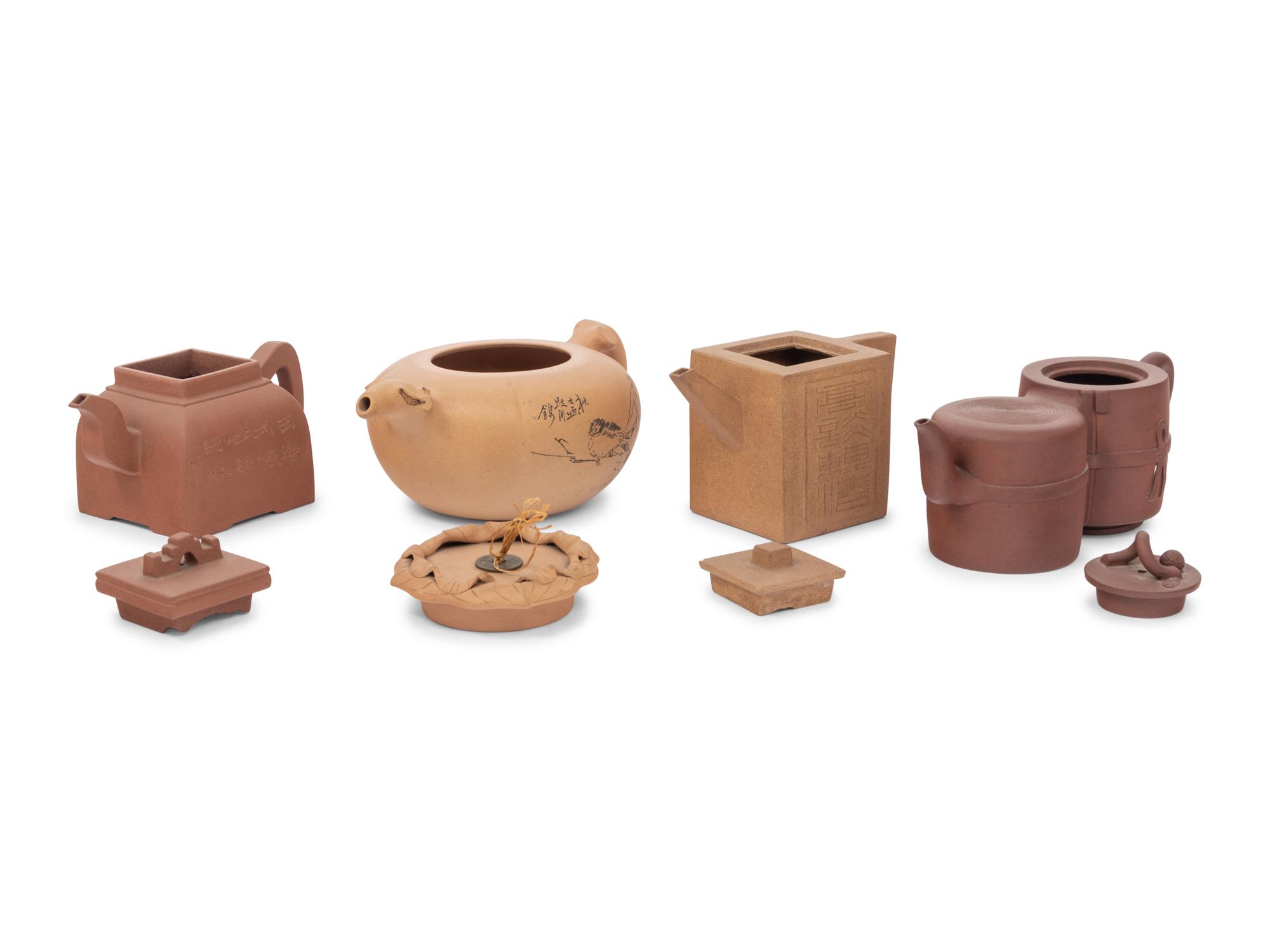 Four Chinese Yixing Zisha Pottery Teapots