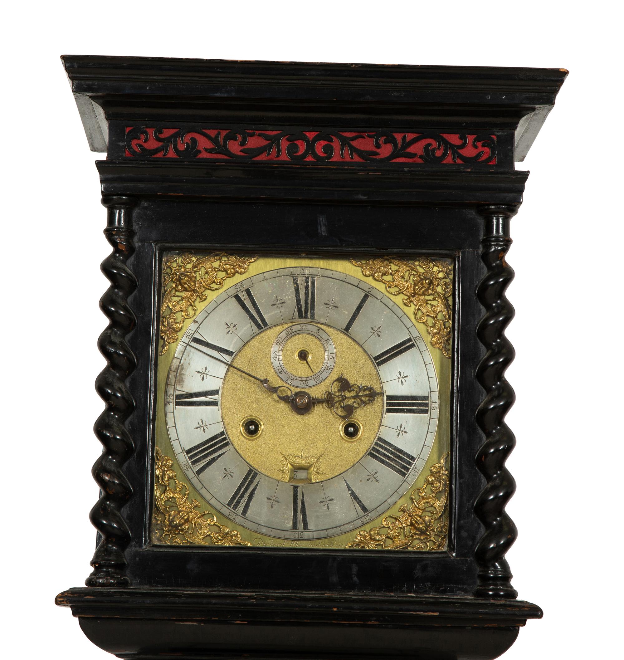 A William and Mary Ebonized Longcase Clock