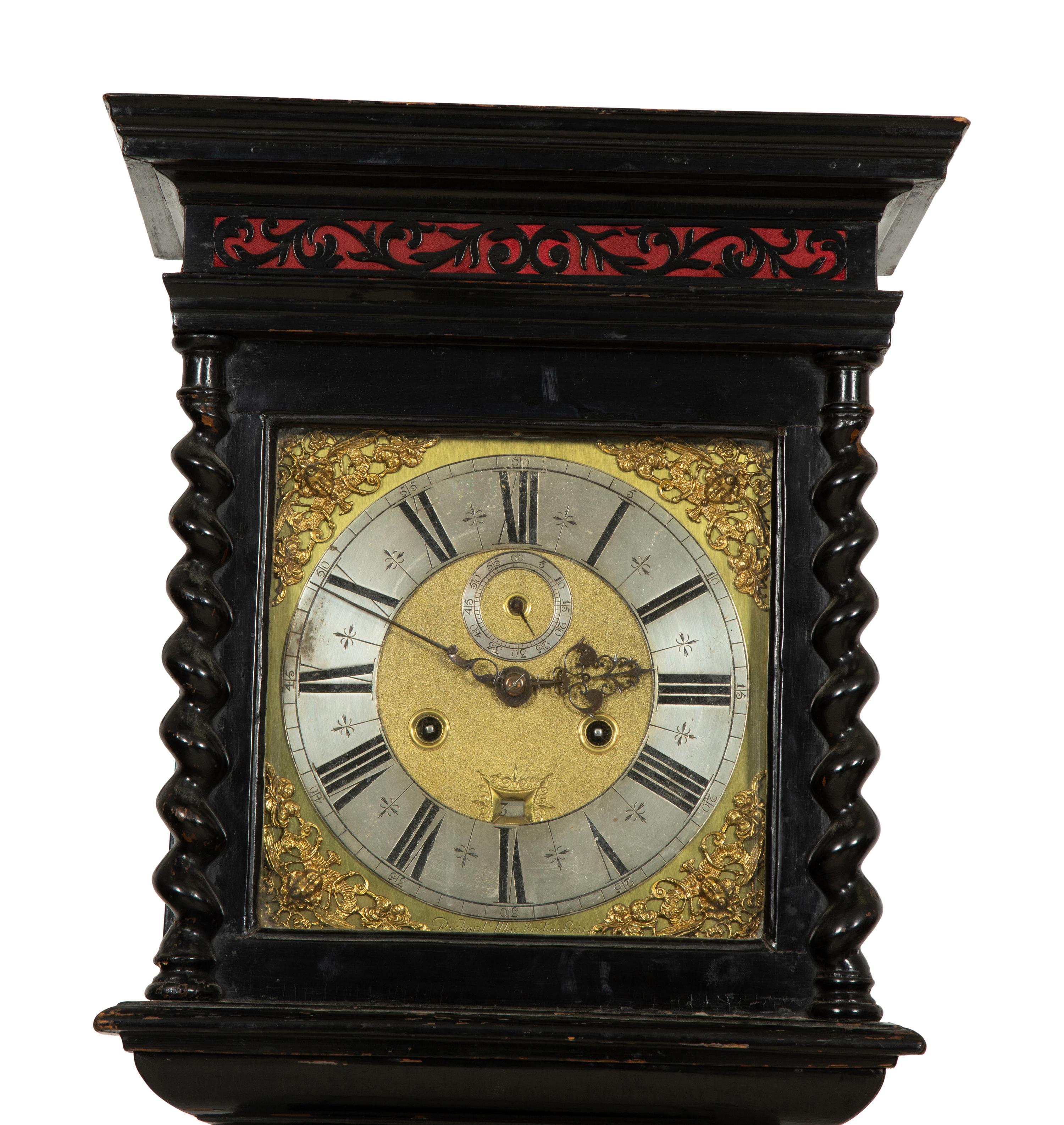 A William and Mary Ebonized Longcase Clock