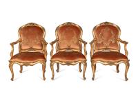 A Set of Twelve Louis XV Style Cream-Painted Fauteuils