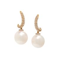 SOUTH SEA CULTURED PEARL, DIAMOND, AND YELLOW GOLD EARRINGS