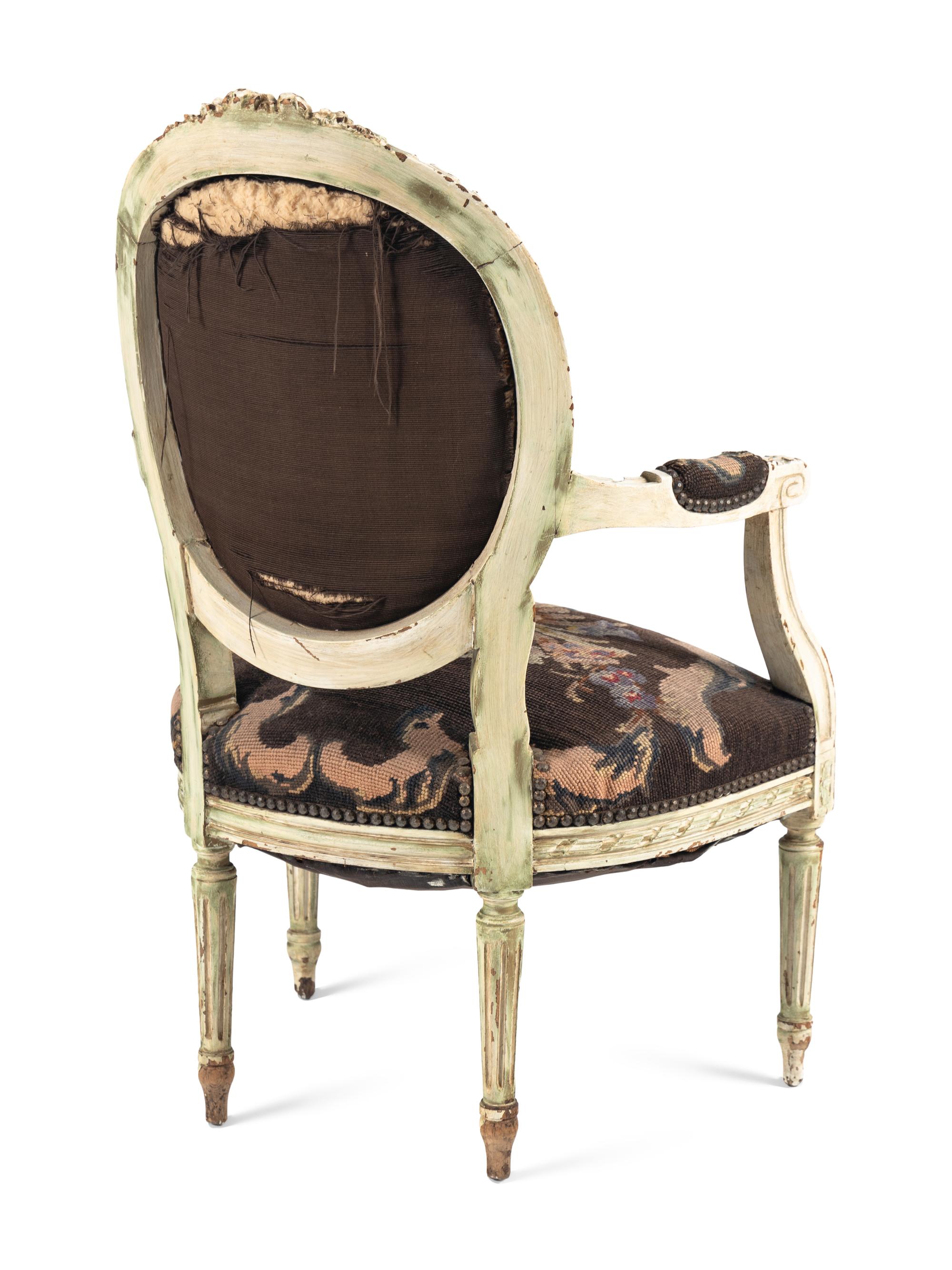 A Louis XVI Style Painted Fauteuil