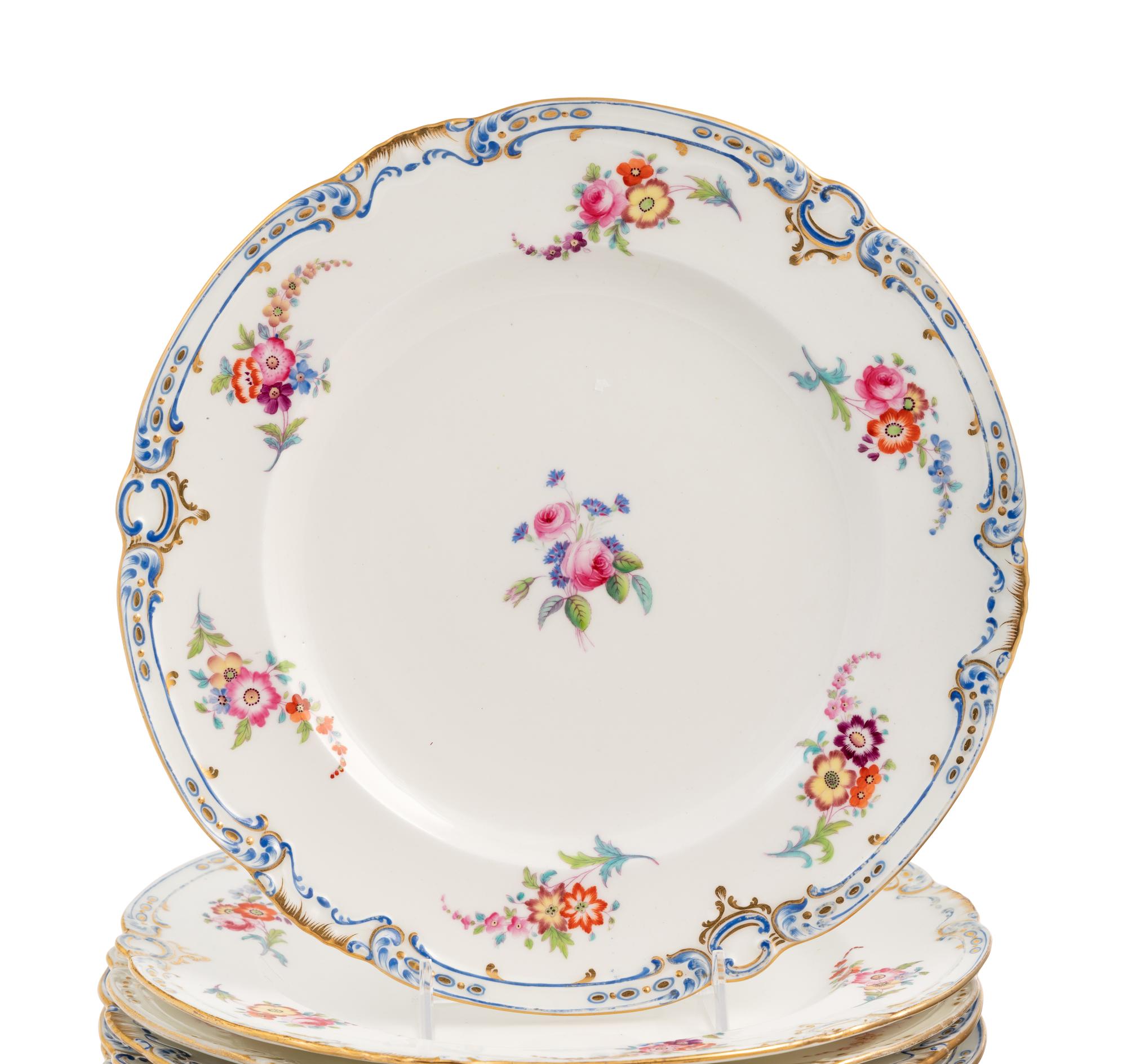 An Assembled Sèvres Porcelain Part Service Painted with Loose Bouquets ( Fleurs Détachées )
