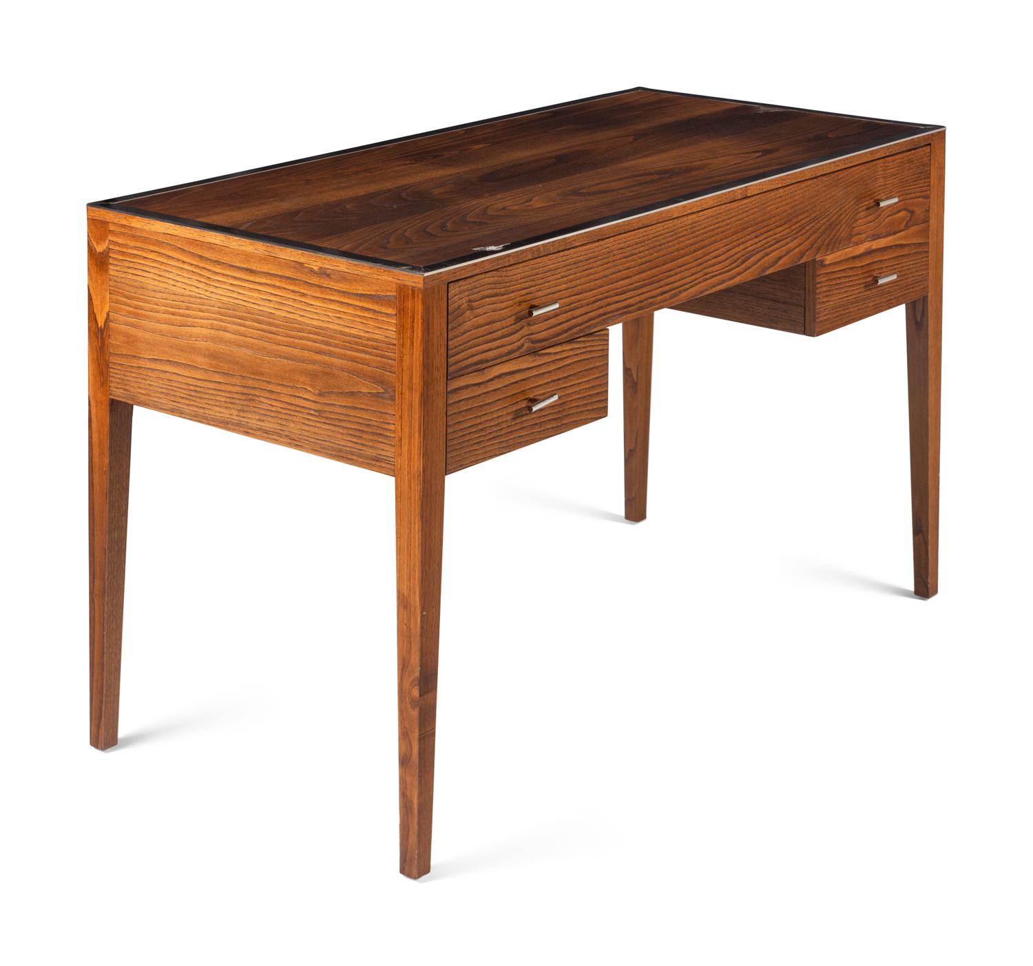 An Art Deco Style Chrome Mounted Oak Desk