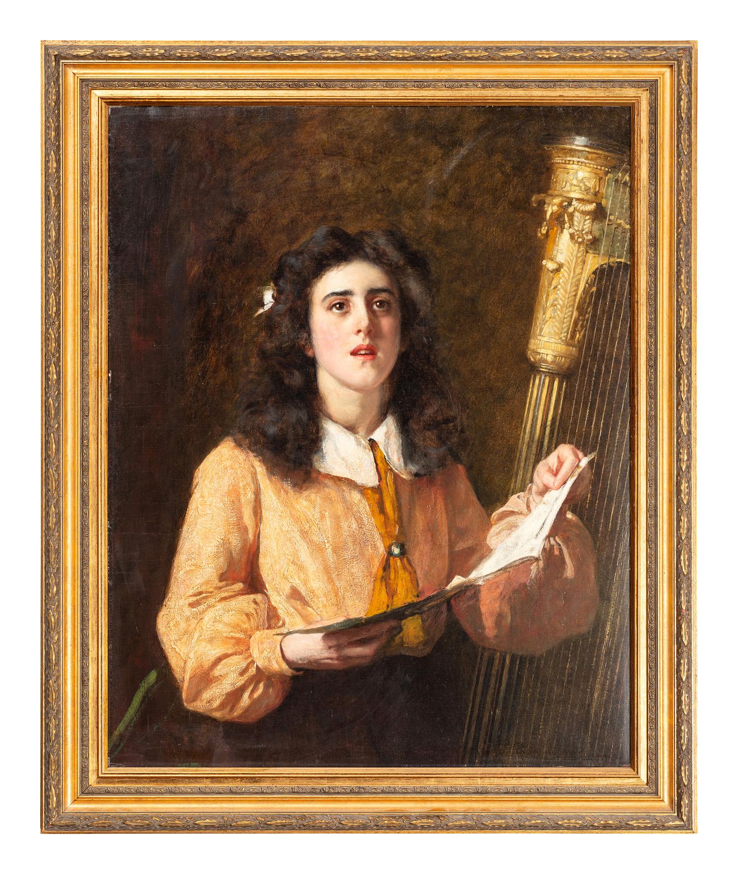 Girl with Harp, 19th Century