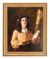Girl with Harp, 19th Century
