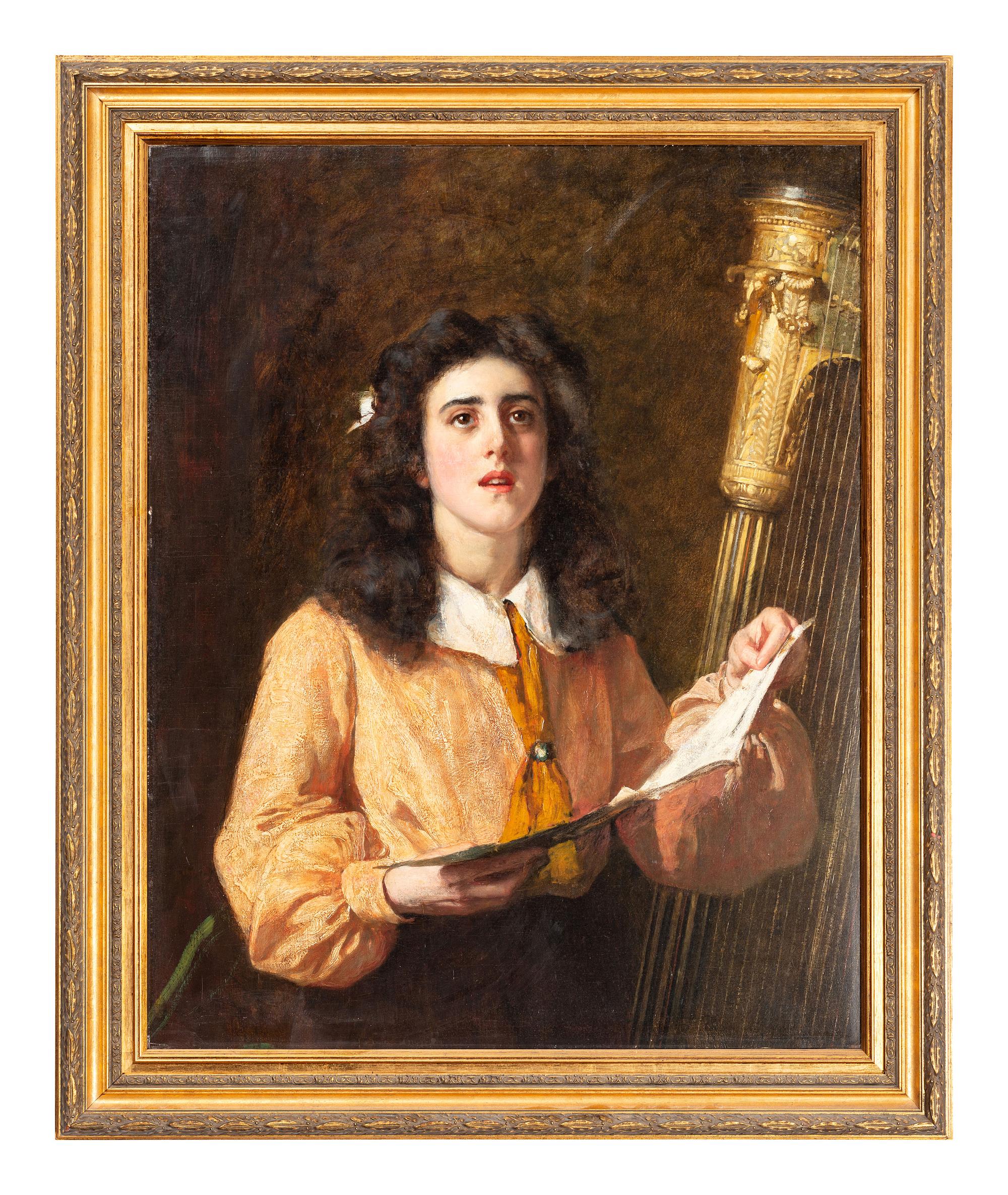 Girl with Harp, 19th Century