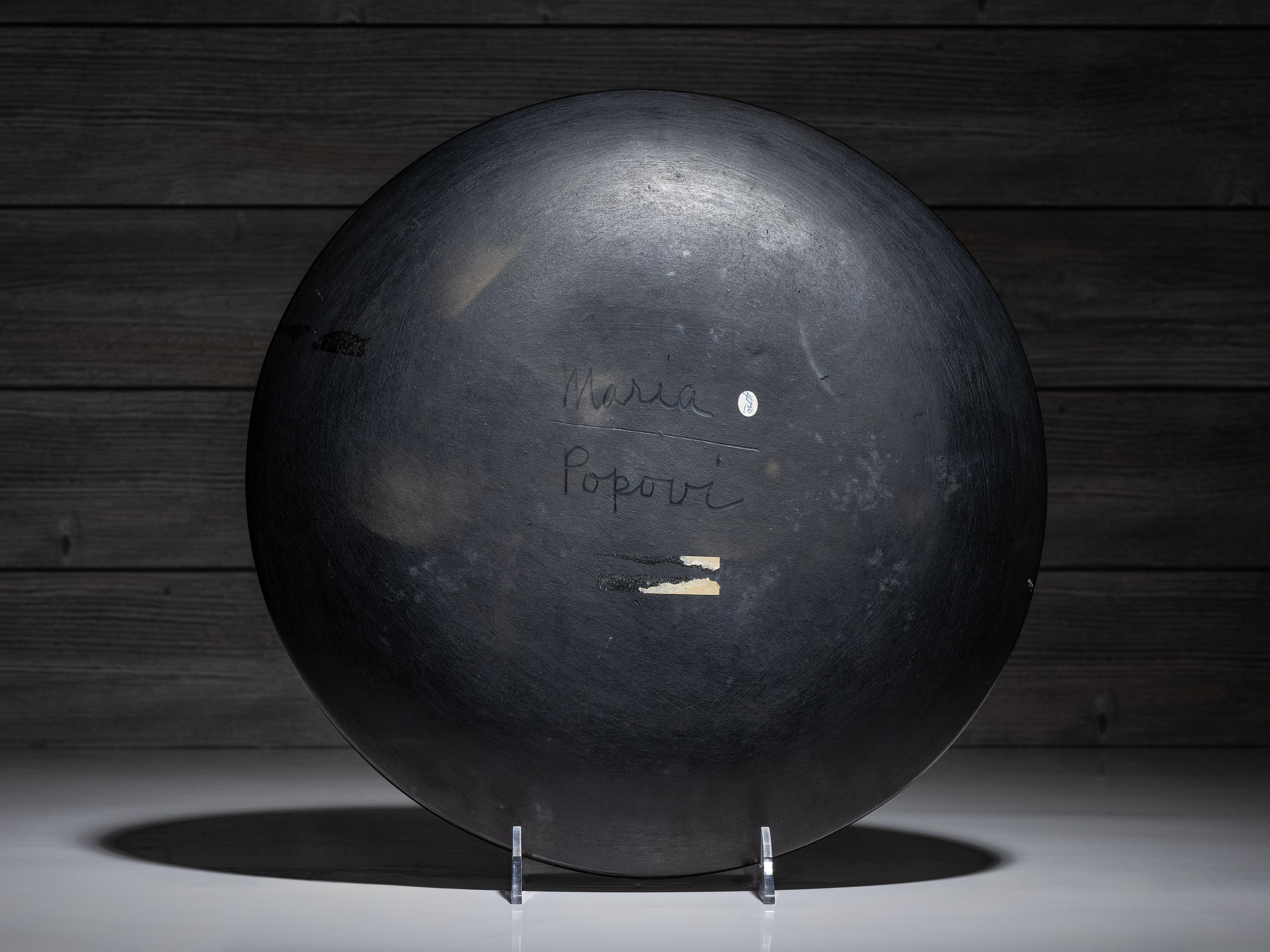 Award Winning Repeating Feather Blackware Plate, with Gunmetal Finish 1956-1959