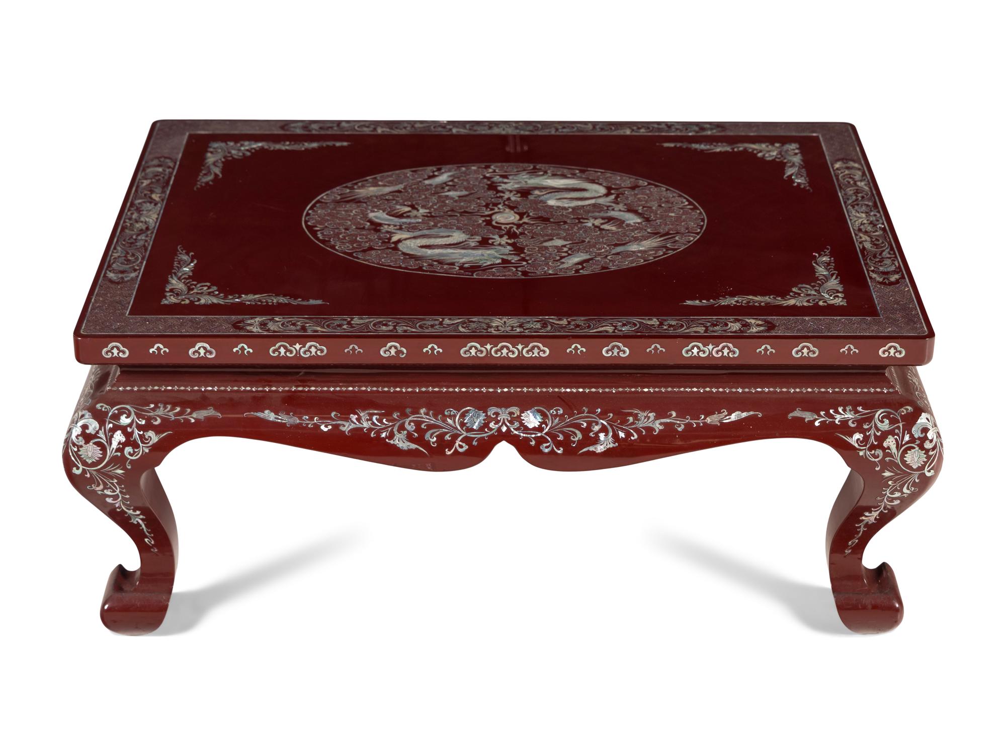A Chinese Export Mother-of-Pearl Inlaid Low Table