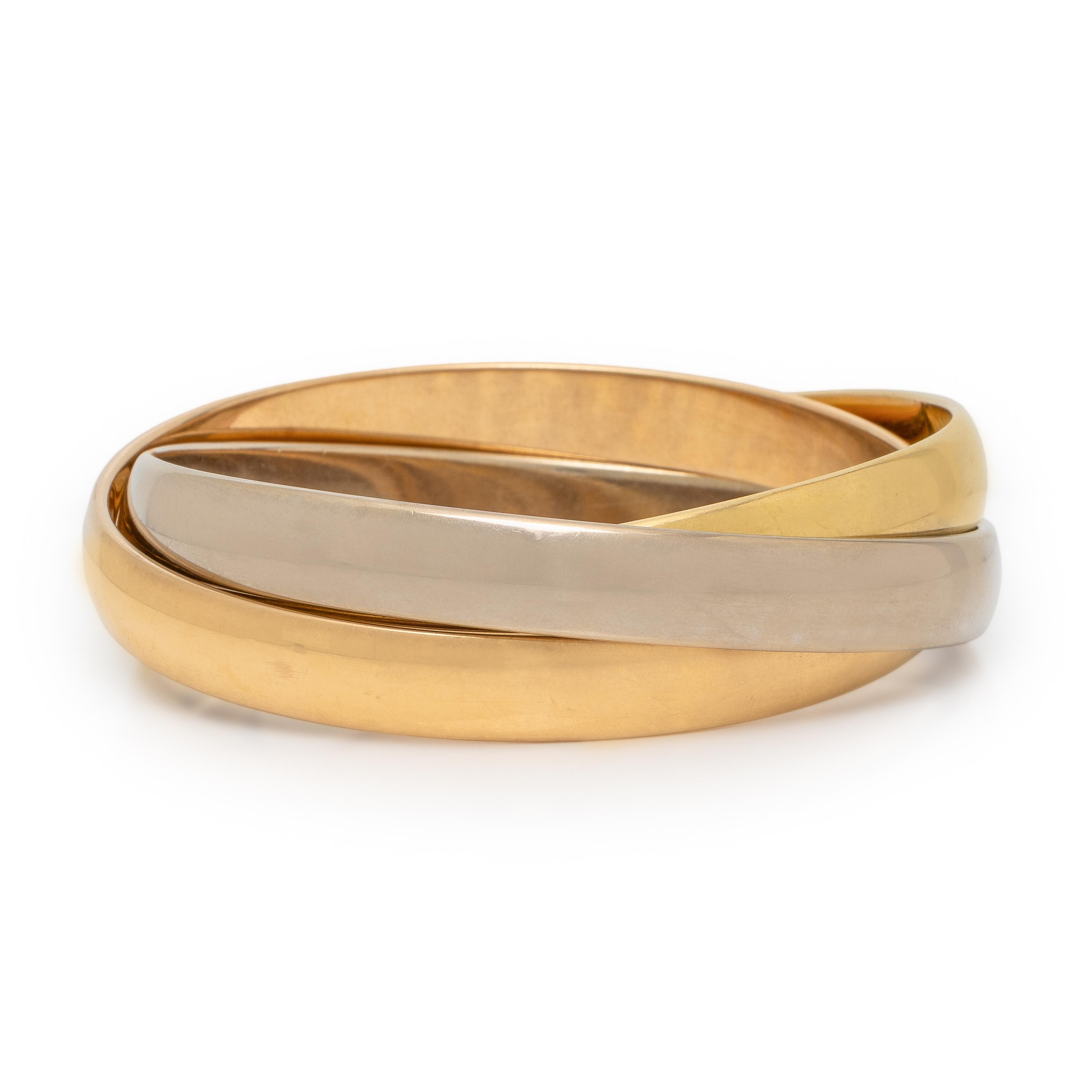 Cartier, 'Trinity', Tricolor Gold Bangle Bracelet