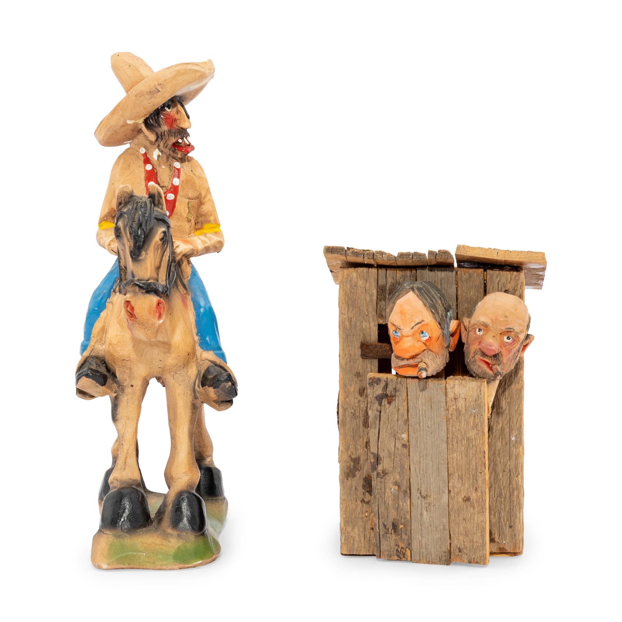 Outhouse and Chalkware Figure