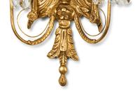 A Pair of Louis XVI Style Giltwood Two-Light Sconces — 20th Century