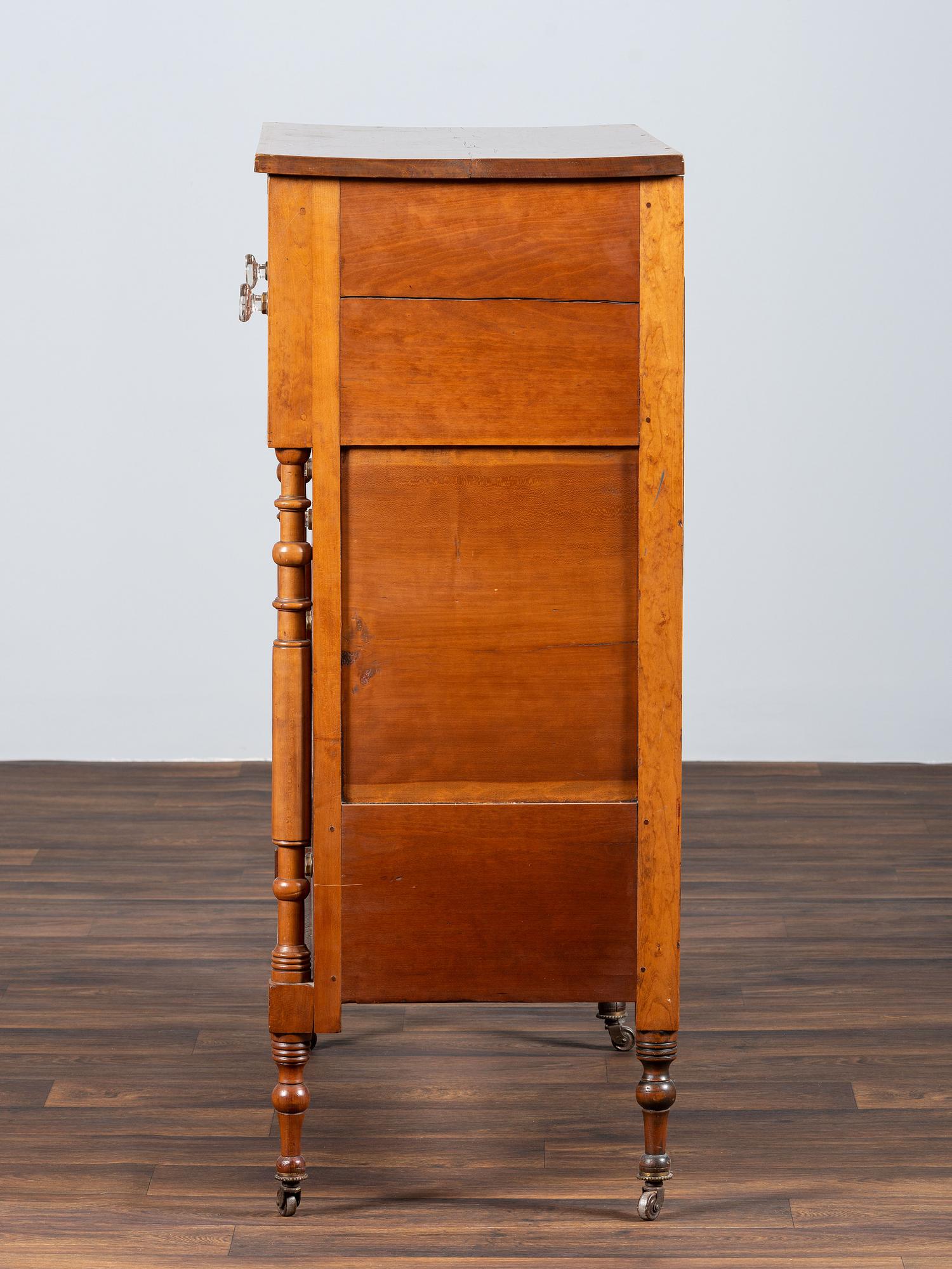 A Federal Inlaid and Turned Cherrywood Chest of Drawers