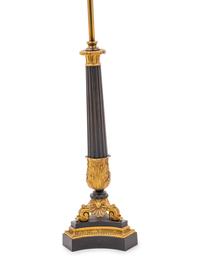 A Louis Philippe Gilt and Patinated Bronze Oil Lamp Converted to Electricity