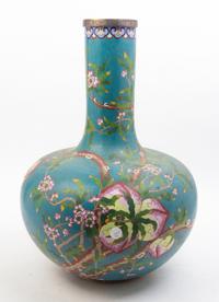 A Large Cloisonne Bottle Vase Height 23 1/2 inches.