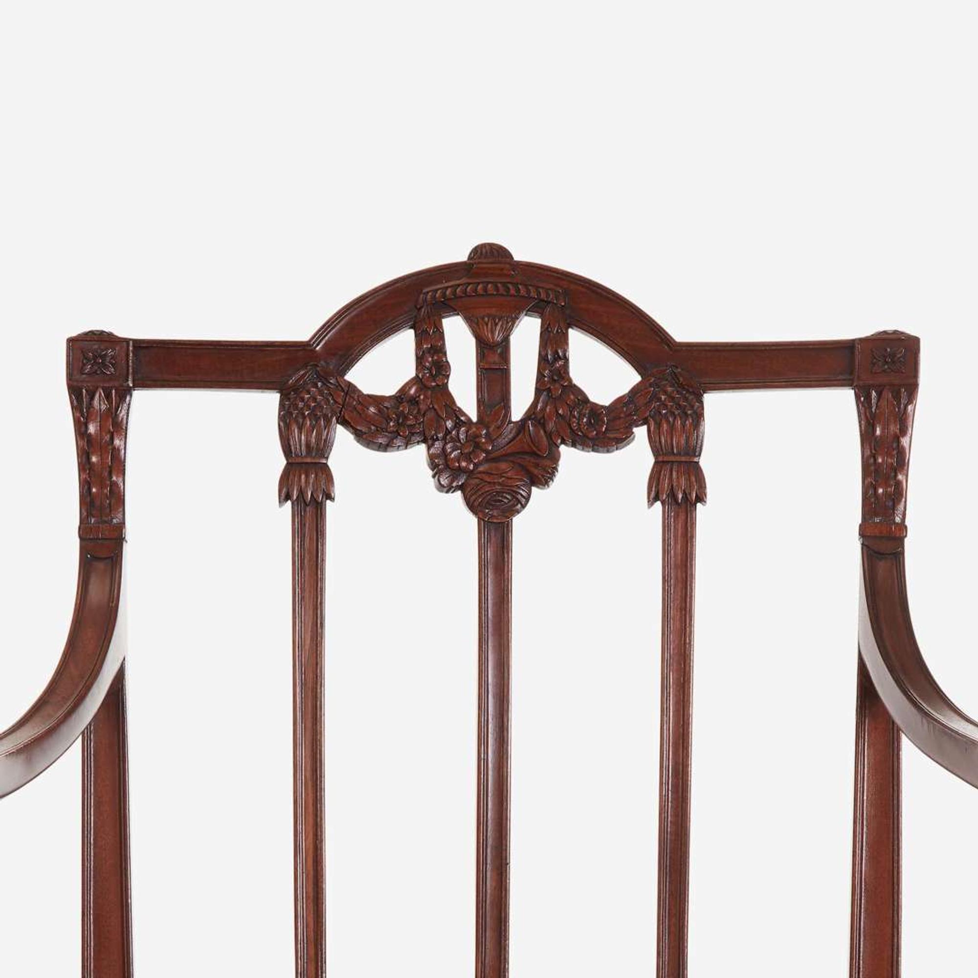 A Set of Four George III Carved Mahogany Armchairs circa 1800