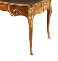 A Louis XV Style Gilt Bronze Mounted Parquetry Bureau Plat