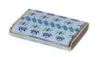 A Continental Silver and Enamel Cigarette Case, Maker's Mark Obscured, the case having a light-blue enamel ground with repeating bands